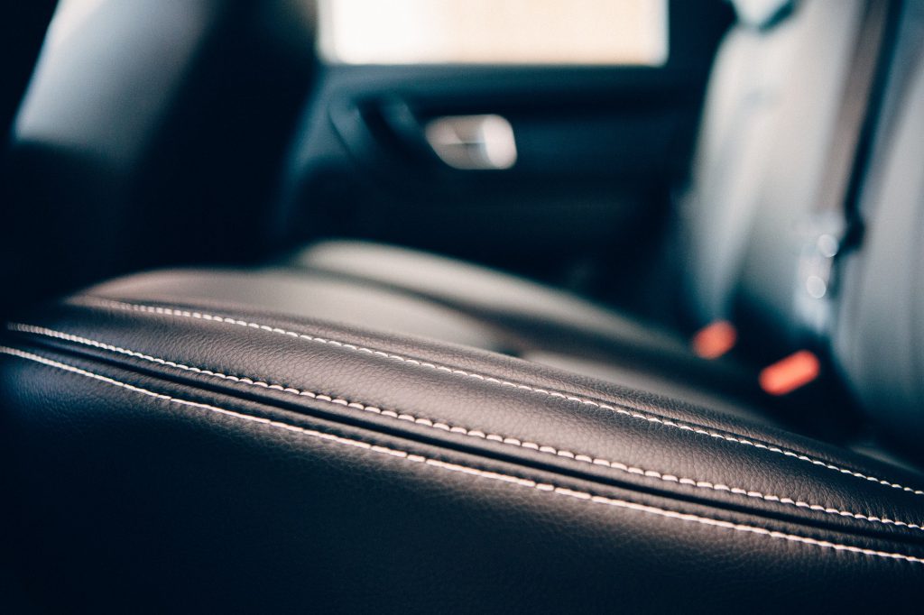 Car seat leather upholstery detail