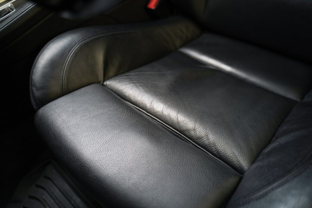 Leather car seats close up