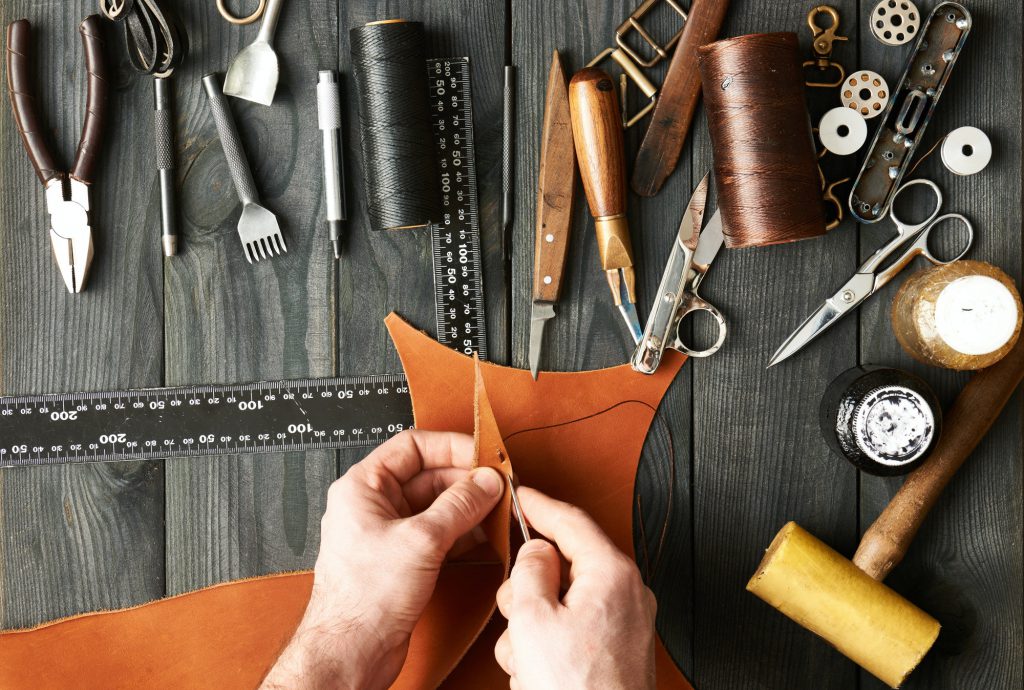 Man working with leather