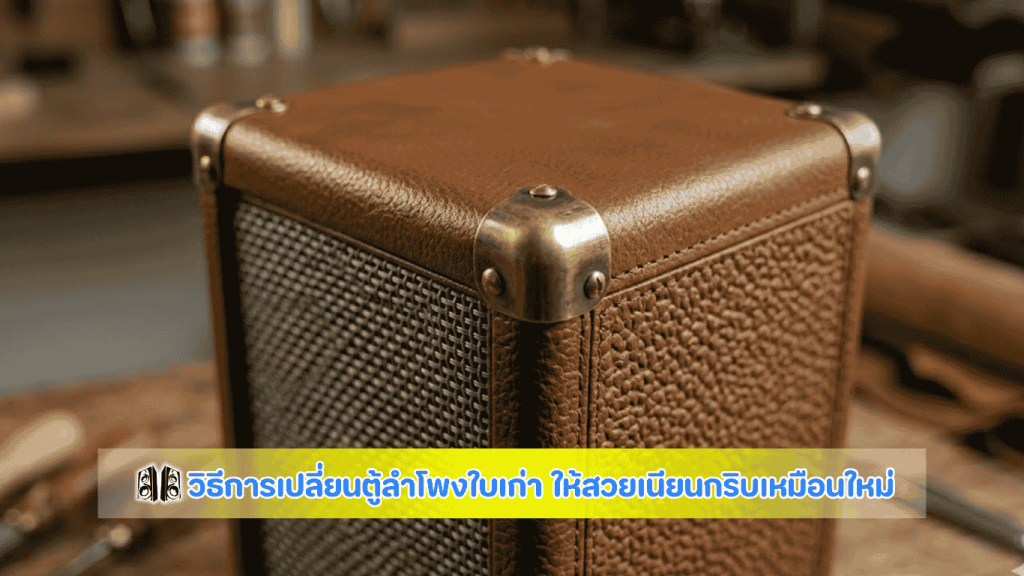 วิธีการเปลี่ยนตู้ลำโพงเก่าให้ดูใหม่ด้วยหนังเทียม PVC ลายเม็ดทรายสีดำ เข้ามุมเนียนกริบสวยงาม